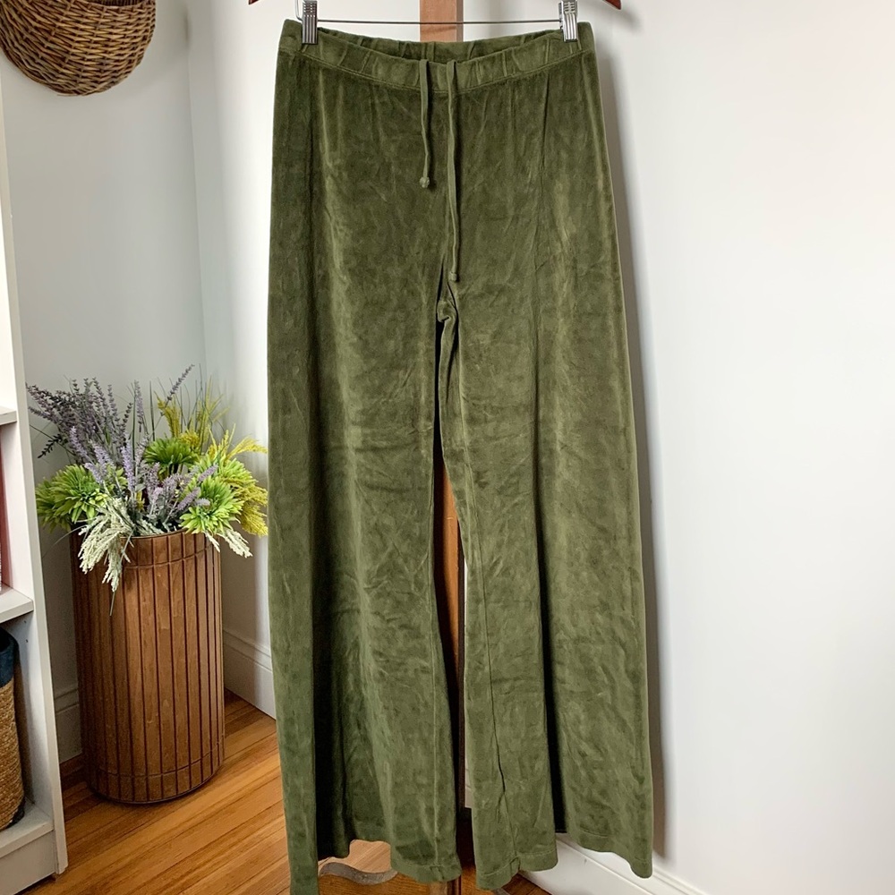 Susie Kondi Velour Flare Lounge Pants in green